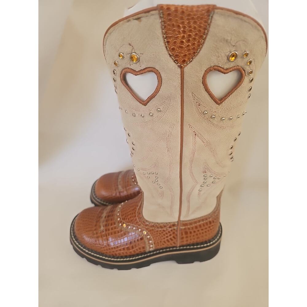 Ariat Boots Womens Fatbaby Gembaby Tall Buckaroo Heart Cowgirl Size 6 - Picture 3 of 11